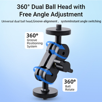 Brazo Mágico de Aluminio Medarig con Cabezal de Bola Doble de 360° y Tornillo de 1/4'', Impermeable, Ligero, Universal para Cámaras/Monitores/Micrófonos