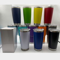 Gobelet isotherme en acier inoxydable à double paroi, 20 oz, avec couvercle, logo personnalisé, revêtement poudré, maintien thermique 6-12 heures, vente en gros