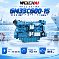 Moteur diesel marin WEICHAI 6M33C600-15, 441 kW, 591 CV, 1500 tr/min, 6 cylindres, refroidi par eau, moteur principal pour bateau de transport, de pêche ou de remorquage