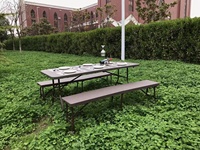 Table pliante rectangulaire en plastique promotionnelle pliable de fabrication spéciale avec conception de rotin pour l'usage extérieur d'hôtel de camping