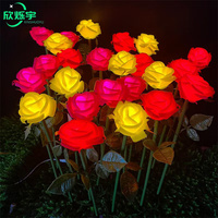 Meilleure vente Décoration extérieure artificielle Rose fleur lampe rue jardin décoration lumières