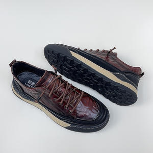Nouvelles chaussures habillées décontractées pour hommes en cuir de luxe à lacets, respirantes, avec amorti, tendance mode, couleur vin, classiques, sportives - Product Image 6