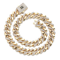 Collar de Cadena Cubana de Cobre con Circonitas, Cierre con Logo Dorado, Plateado y Rosado para Hombres y Mujeres, Joyería Hip Hop para Fiestas, Accesorios de Moda, Regalo