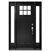 Porte battante sur mesure en fibre de verre isolante avec finition noire mate moderne, isolation acoustique et double vitrage trempé