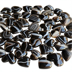 Agate Sulemani noire rayée naturelle, cabochon poli, écologique, porte-bonheur, pierre précieuse en vrac pour la fabrication de bagues, pendentifs et bijoux - Product Image 1