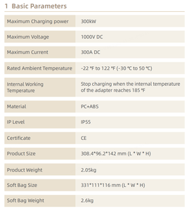 Adaptateur de charge rapide DC CCS2 vers GBT 300A pour véhicules électriques chinois <span class=keywords><strong>BYD</strong></span> XIAOMI ZEEKR VM ID3 ID6 TESLA BMW AUDI BENZ GEELY AVATR MG - Product Image 3