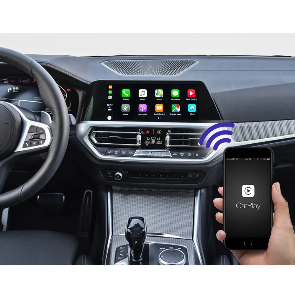 Bermain Mobil Android Auto Cermin Adaptor untuk BMW F30 F31 F34 F80 Series 3 2017-2019 EVO Head Unit carplay IOS Antarmuka Navigasi