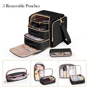 Juego de Bolsas de Cosméticos de Viaje de Lujo de Fábrica BSCI, Organizador de Cosméticos Multifuncional con Logotipo Personalizado, Estuches de Nailon para Cosméticos - Product Image 2