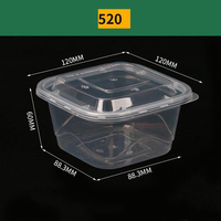 Récipient de nourriture carré jetable en plastique sûr pour micro-ondes Conteneurs de préparation de repas livraison Récipients de nourriture en plastique avec couvercles à emporter