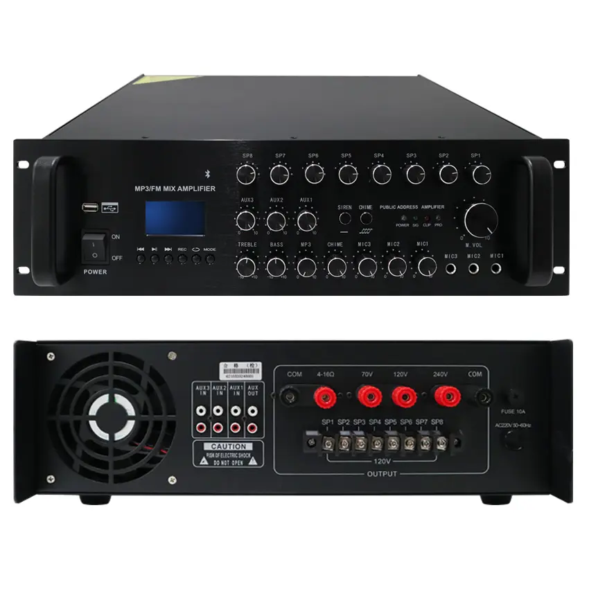 2024 nuevo profesional 1500W Broadcast Audio MP3 sistema de megafonía amplificador de potencia mezclador amplificador profesional