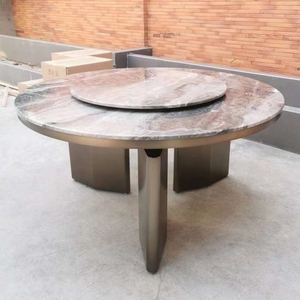 Nouveau design de mobilier de salle à manger Table ronde en marbre Trois pieds en laiton en acier inoxydable Table de cuisine haut de gamme - Product Image 1