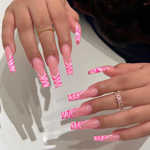 Vente en gros à bas prix, Ongles à presser semi-artisanaux à effet machine, style 'Hot Girl' scintillant, motif crocodile français <span class=keywords><strong>blanc</strong></span> <span class=keywords><strong>laiteux</strong></span>, avec paillettes et effet flash - Product Image 3
