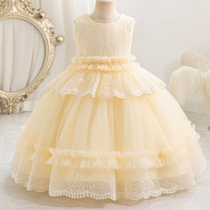 高品质无袖小女孩公主裙儿童钢琴表演特色褶边ODM批发可爱生日 - Product Image 4