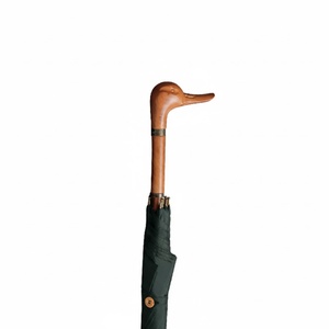 Duck Head Straight <b>Umbrella</b> Windproof for Men Women Vintage Solid Wood Handle Aluminum Alloy Frame Glass Fiber Ribs Business - Product Image 1