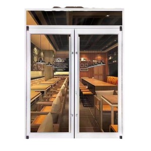 Porte coulissante en verre et alliage d'aluminium, porte d'entrée commerciale à ouverture par poussée et traction, design contemporain - Product Image 1