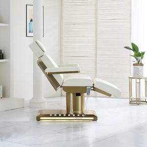 Chaise de traitement de beauté Spa électrique pour le visage noir avec tabouret Table de cils de luxe lit de beauté Table de Massage des cils incurvée - Product Image 3