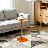 Table basse moderne minimaliste en acrylique translucide orange pour petits espaces, meuble de salon durable et écologique
