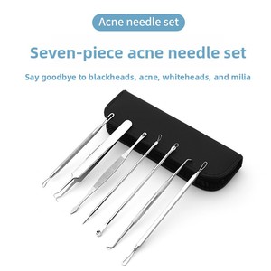Rose Milare OEM/ODM Usine de fabrication sur mesure Aiguille anti-acné en acier inoxydable, kit de 7 pièces à double tête pour traitement du visage et points noirs - Product Image 2