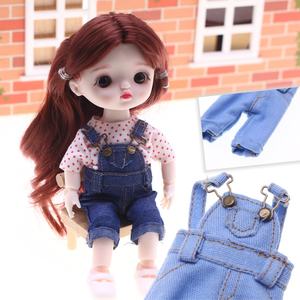 인형의 집 미니 DIY 장난감 데님 바지 BJD 강아지 봉제 인형 옷 결합 바디 멜빵 바지 - Product Image 3