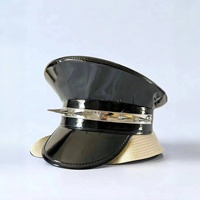 Chapeaux de fête gothiques punk à clous et pointes, style capitaine, en cuir verni noir, vente en gros