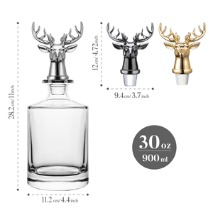 Ensemble de carafe à whisky en cristal de luxe de 900 ml avec <span class=keywords><strong>bouchon</strong></span> en forme de tête de renne, carafe à liqueur, carafe à bourbon dans un coffret cadeau haut de gamme - Product Image 4
