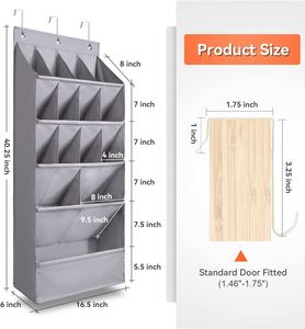 600D Fabric Over the Door Shoe Organizer 15 Large Pockets Hanging Shoe Rack Organizer, Wall Closet Storage Holder for Home Dorm - Product Image 2