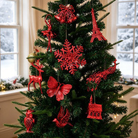 Nouveaux pendentifs décoratifs de Noël rouges et dorés, flocons de neige électroplaqués, cerfs en plastique, style euro-américain