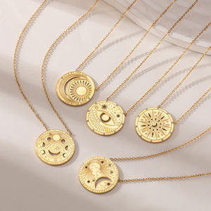 Nuovissimo ciondolo in oro 18K placcato PVD in acciaio inossidabile con zircone tarocco ciondolo <span class=keywords><strong>luna</strong></span> stella del <span class=keywords><strong>sole</strong></span> gioielli di moda <span class=keywords><strong>collana</strong></span> per occhi - Product Image 6