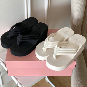 XIXITIAO Sandali Infradito Ultimi Arrivi <span class=keywords><strong>Scarpe</strong></span> Basse Estive da <span class=keywords><strong>Spiaggia</strong></span> in Eva Ciabatte Morbide da Donna Bianche con Zeppa Infradito in Eva per Ragazze - Product Image 4
