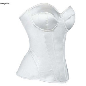 Corsetto da Sposa <span class=keywords><strong>Bianco</strong></span> Traspirante con Coppe Imbottite e Zip, Senza Spalline, Effetto Push-Up, Taglie Forti - Product Image 3