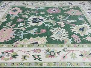 Alfombra de Lana Anudada a Mano Oushak Verde de 8x10 para Dormitorio, Cocina y Habitación Infantil, Alfombra Vintage Colorida, Tamaño Personalizable Disponible - Product Image 4