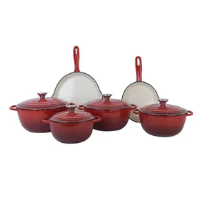 Mẫu miễn phí thứ tự đầu tiên 2% giảm giá thiết kế mới Le Creuset Lớn tráng men gang Hà Lan lò nướng và PAN Cookware Set