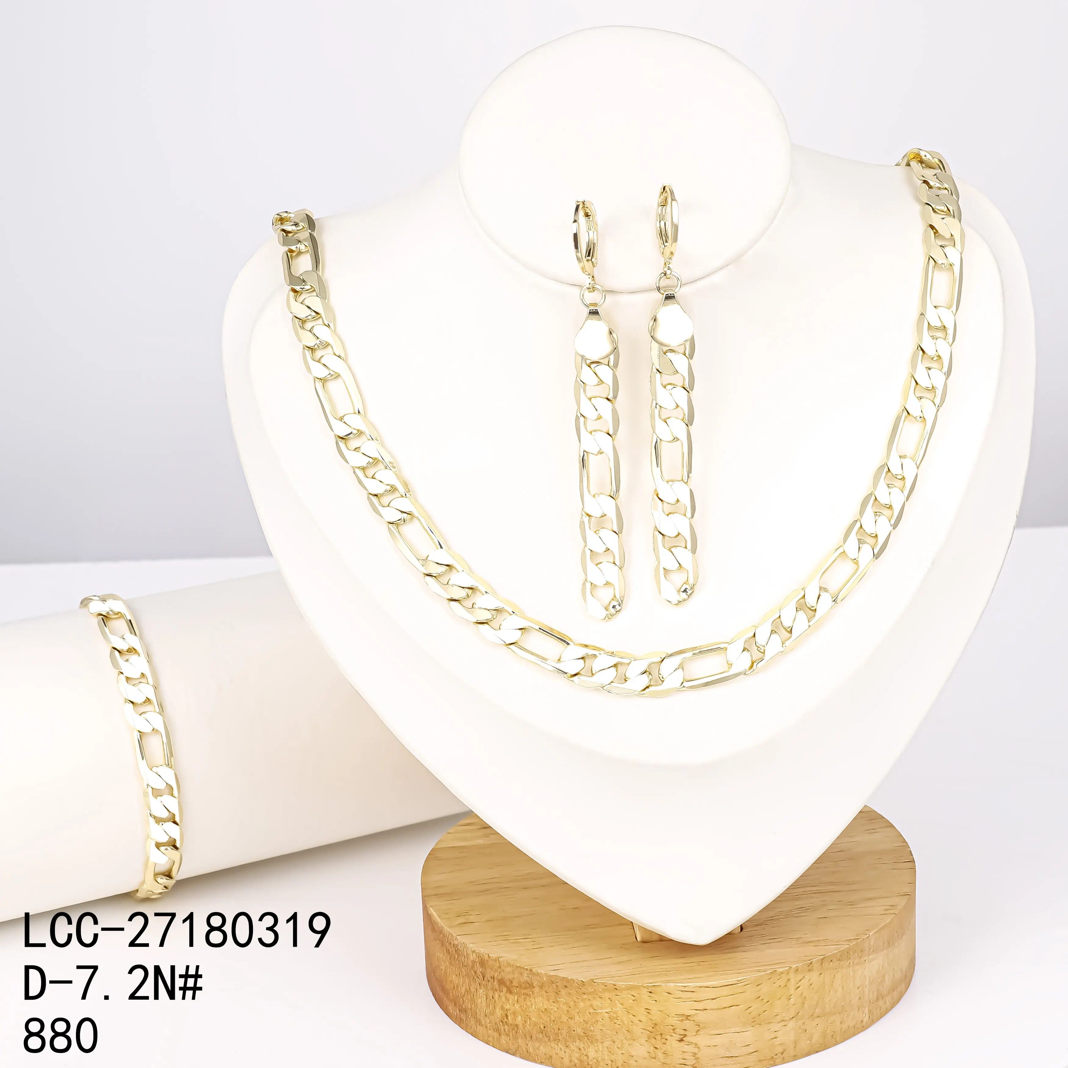 Bijoux en gros 3pcs ensembles en vrac oro laminado 14k conjunto de joyas collier bracelet boucle d'oreille mauvais yeux perle pomme cubain ensemble