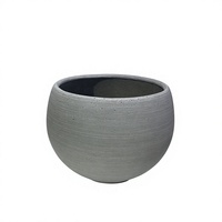 Pot de fleurs moderne en résine de pierre gris clair, texture ciment, pour plantes succulentes, décoration maison et bureau, pot rond pour plantes