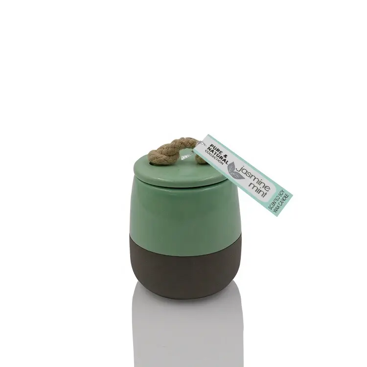 Компания Экологически чистая офисная 200 г половина цемента и красочная керамическая банка восковая свеча с керамической крышкой-Жасмин мятный