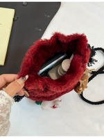 Sac à dos en coton texturé avec cordon de serrage, motif de Noël, sac à bandoulière mignon de dessin animé, petit sac à main pour femmes, nouveau sac à main pour filles