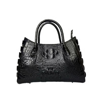 Sacs en cuir véritable de haute qualité avec logo personnalisé, sacs en cuir de crocodile véritable, sac à bandoulière décontracté pour femmes, fermeture éclair à sangle unique