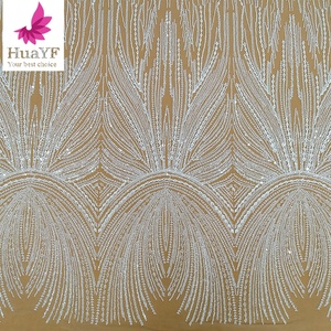 HY2941-1 mật độ cao đính cườm thêu lưới ren với <span class=keywords><strong>sequins</strong></span> và ngọc trai cho váy cưới vải - Product Image 1