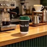 Gobelet à café jetable écologique à double paroi en papier compostable, design minimaliste, pour boissons chaudes au lait et thé, avec couvercle, pour vente à emporter