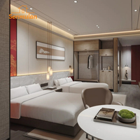 Ensemble de meubles de chambre d'hôtel de luxe 5 étoiles, style moderne, bois massif et MDF, finition chêne écologique résistante à l'eau
