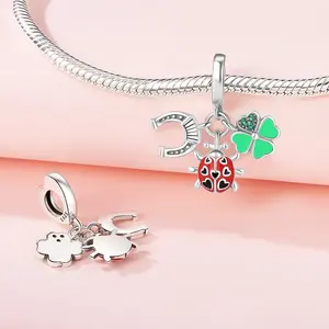 <span class=keywords><strong>Ciondolo</strong></span> di fascino leggero per bambini con perline squisite libellule coccinelle fiori insetti Zircon argento Sterling rodiato - Product Image 2