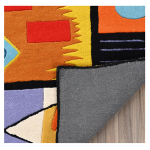 Tapis d'intérieur en laine tufté à la main avec motif floral, durable, épais, antidérapant, lavable pour salon, taille personnalisée, Inde - Product Image 4