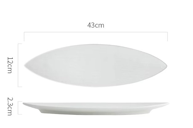 Assiette à feuilles blanches à motif de roche de sables mouvants de 17 pouces