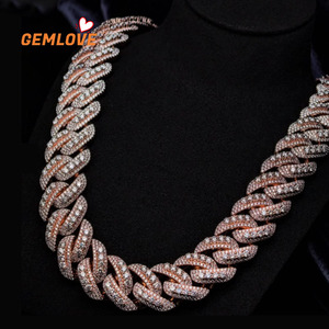 Collar de Cadena Cubana de Oro Sólido de 18K con Diamantes para Hombre, Joyería Hip Hop Brillante para Regalo y Fiestas, Marca GEMLOVE - Product Image 1
