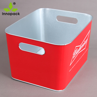 Seau à glace en métal galvanisé par transfert de chaleur avec logo personnalisé carré de 8L