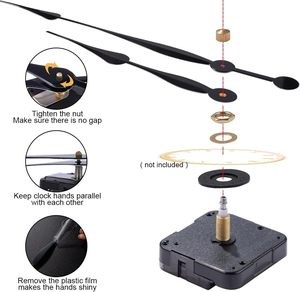 Movimiento de reloj de alto par Piezas de reloj de pared alargamiento Núcleo de reloj de eje I la misma longitud diferente manecillas de metal - Product Image 6
