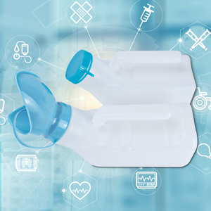 ภาชนะใส่ปัสสาวะขนาด 1 ลิตร สีฟ้า สำหรับผู้ชายและผู้หญิง ขวดปัสสาวะพลาสติกสำหรับเดินทาง พร้อมฝาเรืองแสง - Product Image 1