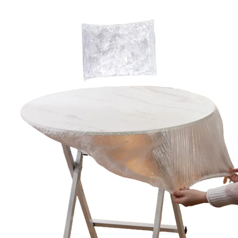 Nappe de table ronde en plastique pour la maison, nappe jetable blanche pour table, fête de mariage, vente en gros