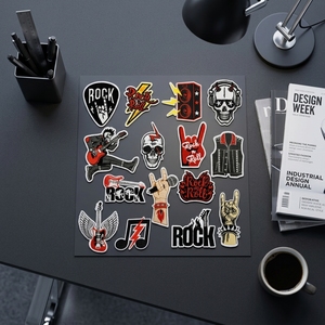 Parches Bordados Termoadhesivos con Diseño de Calavera Negra, Estilo Punk Rockero, Tema Musical de Guitarra, para Chaquetas y <span class=keywords><strong>Ropa</strong></span> - Product Image 4