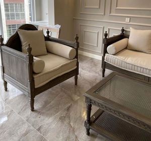 Canapé en bois massif de style campagnard américain, combinaison simple et luxueuse pour les petites familles, les appartements, les villas et les entrepôts - Product Image 3
